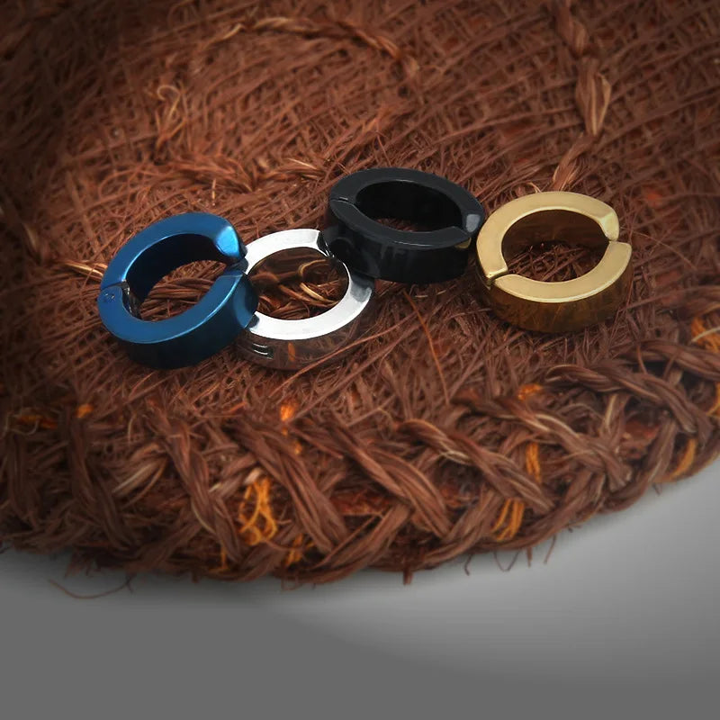1 Pcs Women Men Ear Clip Non Piercing Earrings Fake Earrings Circle Round Earring Fashion Jewelry Street Pop Punk Rock Style