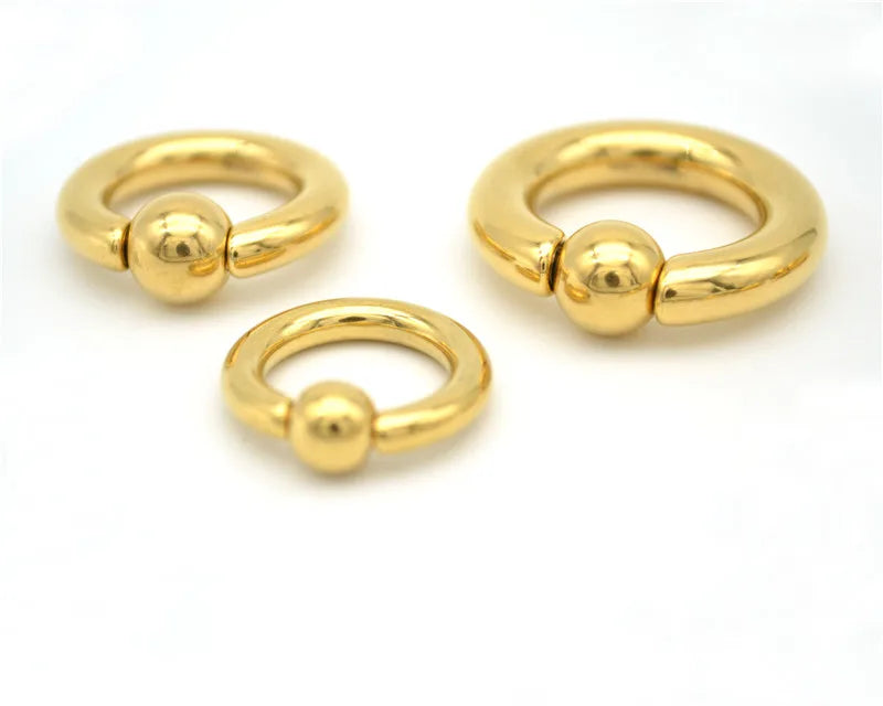 12pcs Spring Loaded Captive Bead Rings Heavy Large Gauge BCR Surgical Steel Body Piercing Jewelry Nipple Rings Black Gold Color