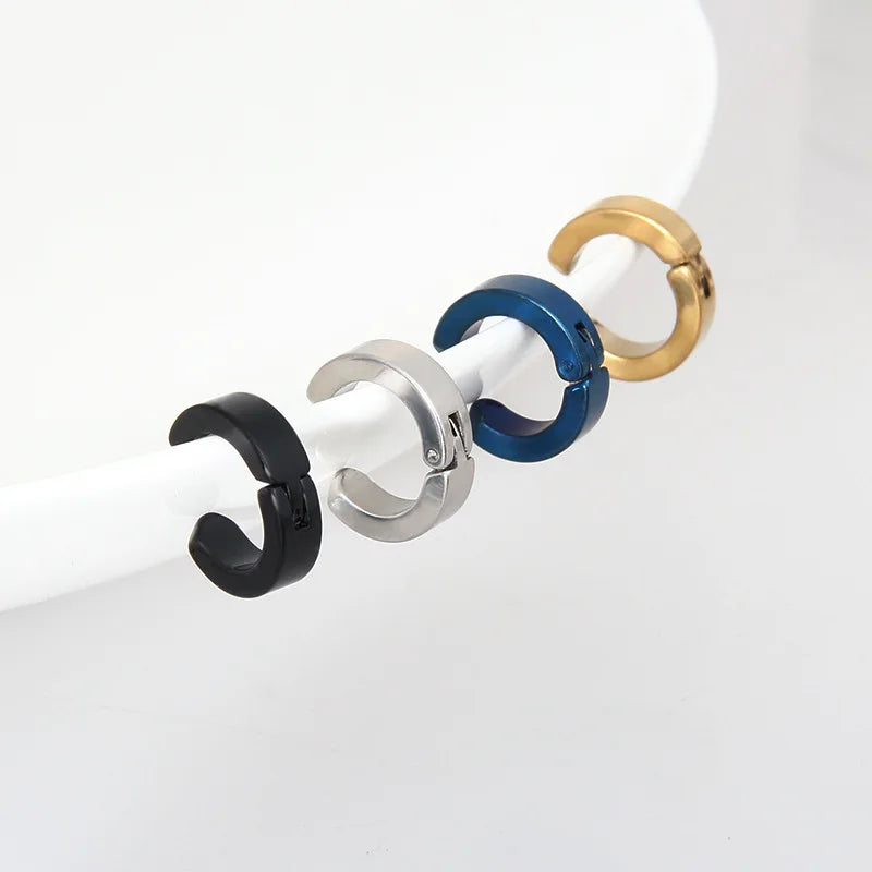 1 Pcs Women Men Ear Clip Non Piercing Earrings Fake Earrings Circle Round Earring Fashion Jewelry Street Pop Punk Rock Style