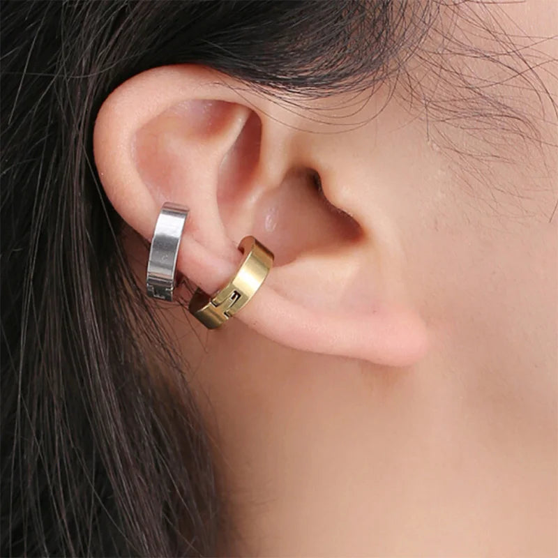 1 Pcs Women Men Ear Clip Non Piercing Earrings Fake Earrings Circle Round Earring Fashion Jewelry Street Pop Punk Rock Style