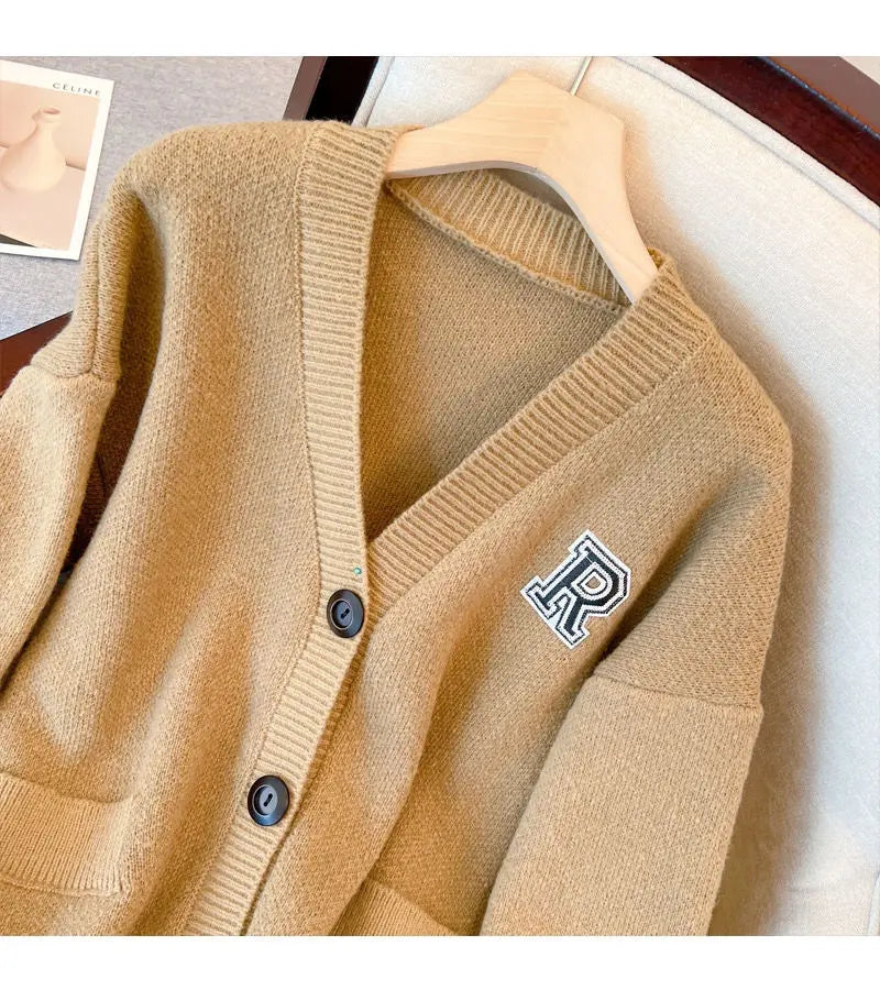 Black Knitted Cardigan Jacket Student School Sweater Coat Autumn/Winter Knitted Top Women Clothing Oversized Sweater Vintage