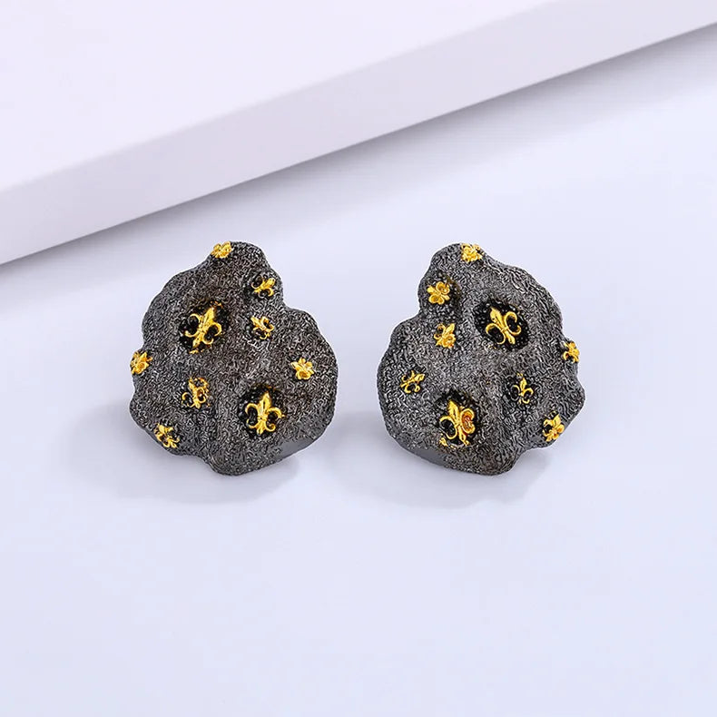 Beautiful New Earrings for Women Exaggerated Irregular Star Earrings Premium Black Gold Party Jewelry Gold Earrings