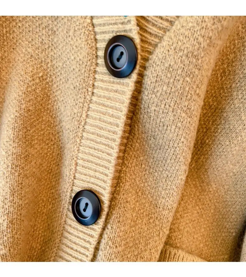 Black Knitted Cardigan Jacket Student School Sweater Coat Autumn/Winter Knitted Top Women Clothing Oversized Sweater Vintage