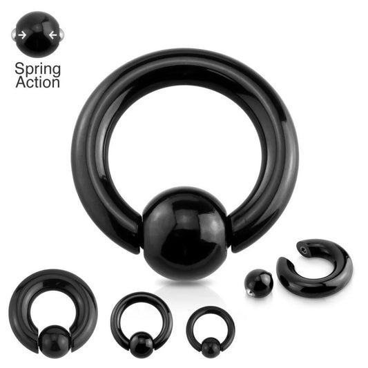 12pcs Spring Loaded Captive Bead Rings Heavy Large Gauge BCR Surgical Steel Body Piercing Jewelry Nipple Rings Black Gold Color