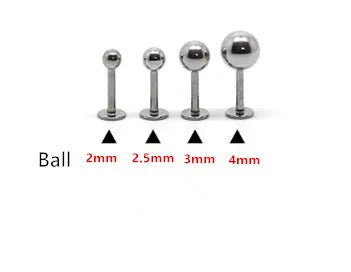 100pcs 16G Lip Ring Labret Tragus Ball Plain 316L Surgical Steel Fashion Body Piercing Jewelry  2mm 2.5mm 3mm 4mm Wholesale