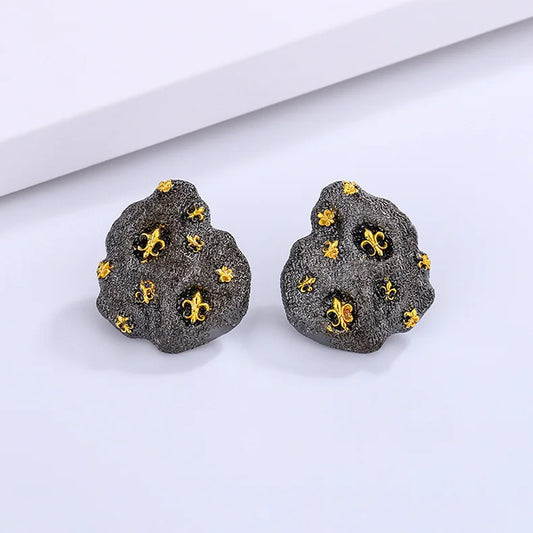 Beautiful New Earrings for Women Exaggerated Irregular Star Earrings Premium Black Gold Party Jewelry Gold Earrings